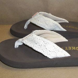 Rocket Dog Women’s Spotlight Natural Beige Crochet Flip Flop Sandals - Size 9